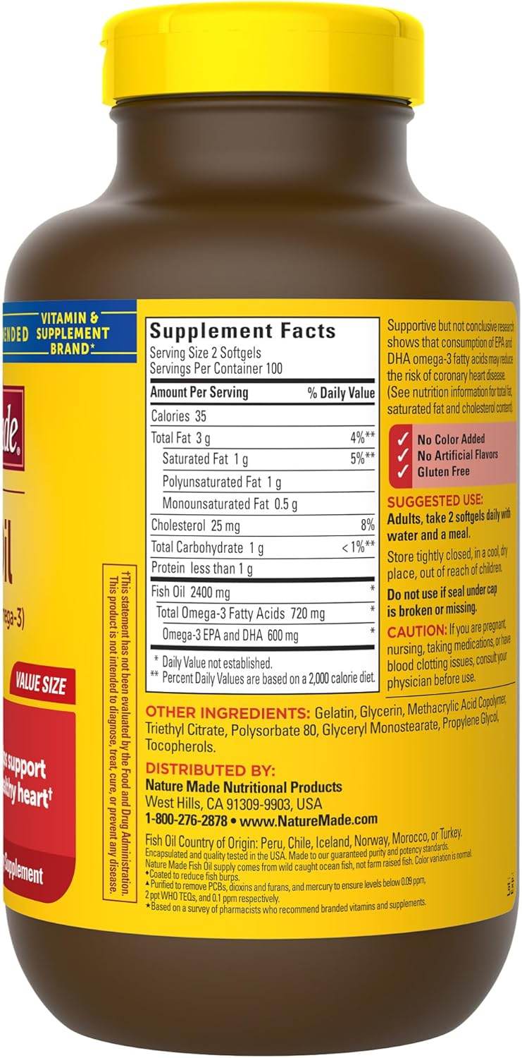 Nature Made Fish Oil Burp-less, 1200 mg, Liquid Softgels, 200 ea - OTC Shoppe Express