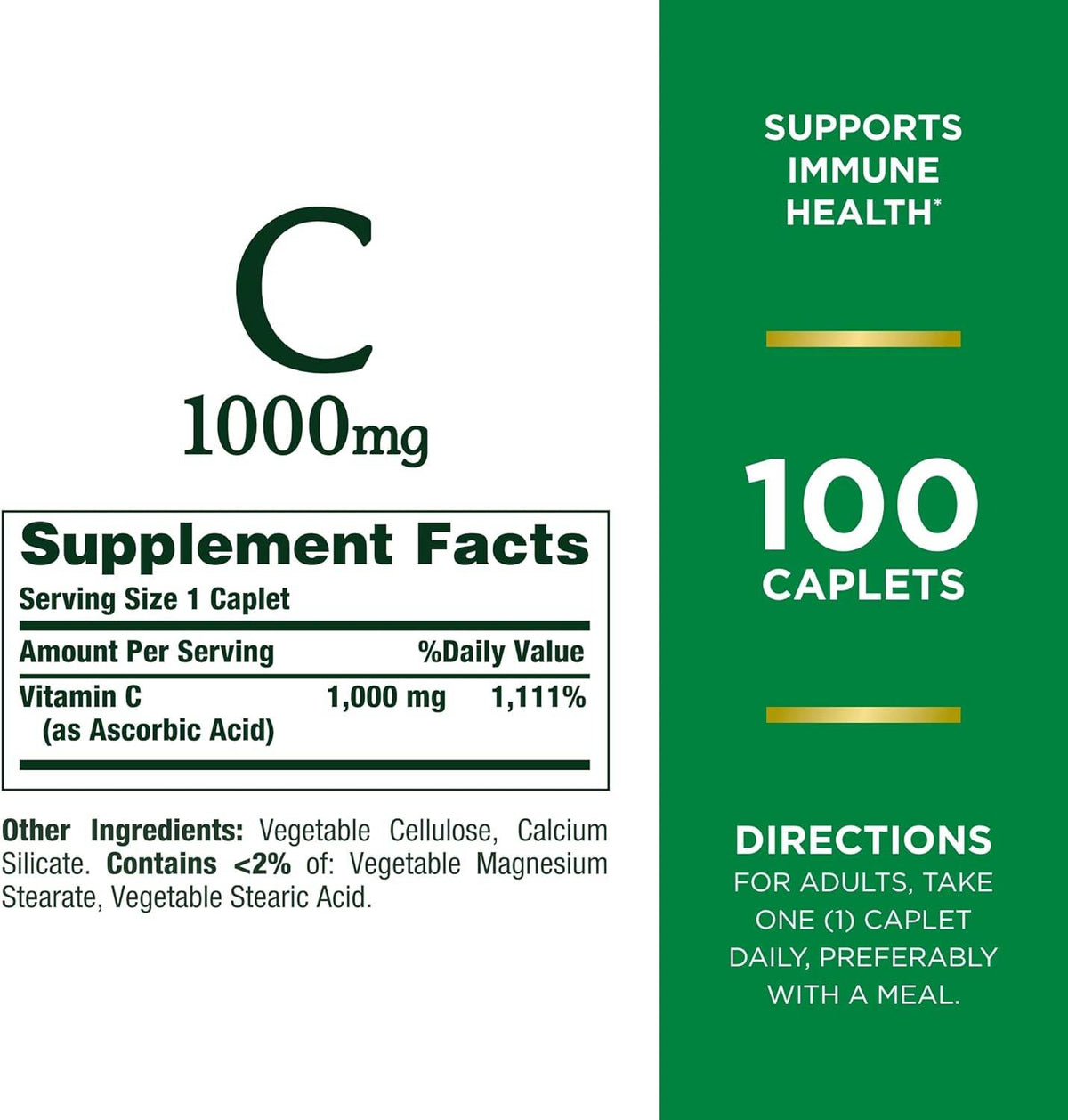 Nature's Bounty Vitamin C, 1000 mg, Caplets, 100 ea - OTC Shoppe Express