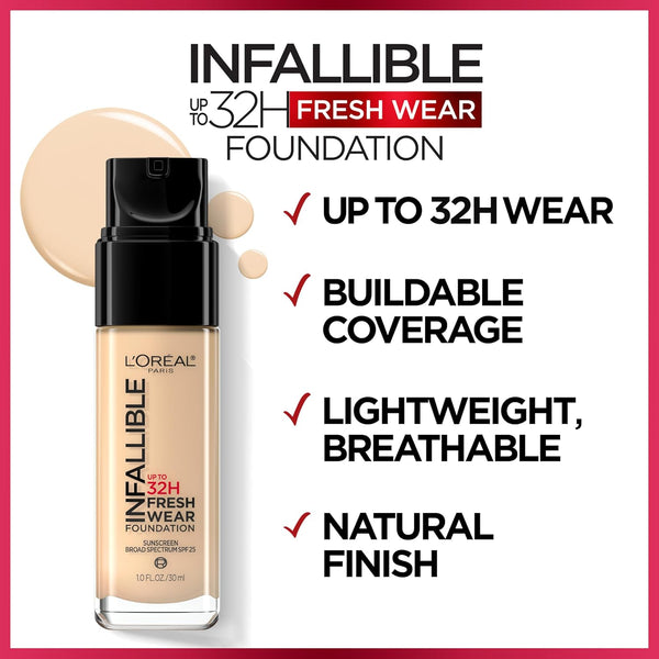 L'Oréal Infallible Fresh Wear 24HR Foundation, 487 Warm Almond, 1 oz