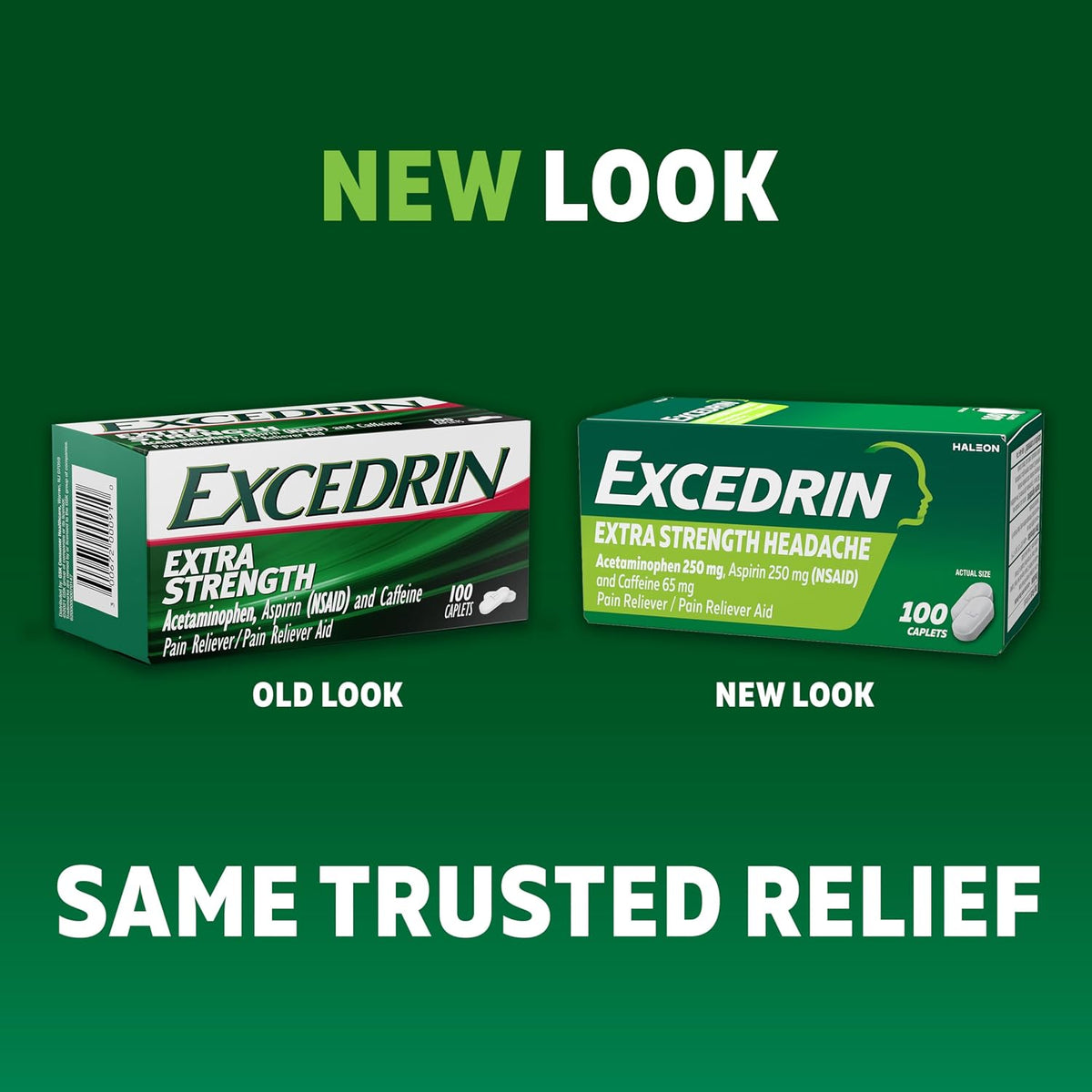 Excedrin Extra Strength Caplets for Headache Pain Relief, 100 count