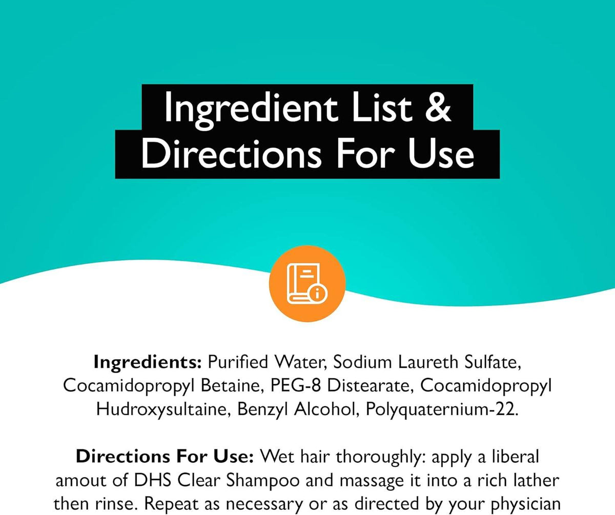 DHS Clear Shampoo for Daily Cleaning of Hair & Scalp, 16 oz - OTC Shoppe Express