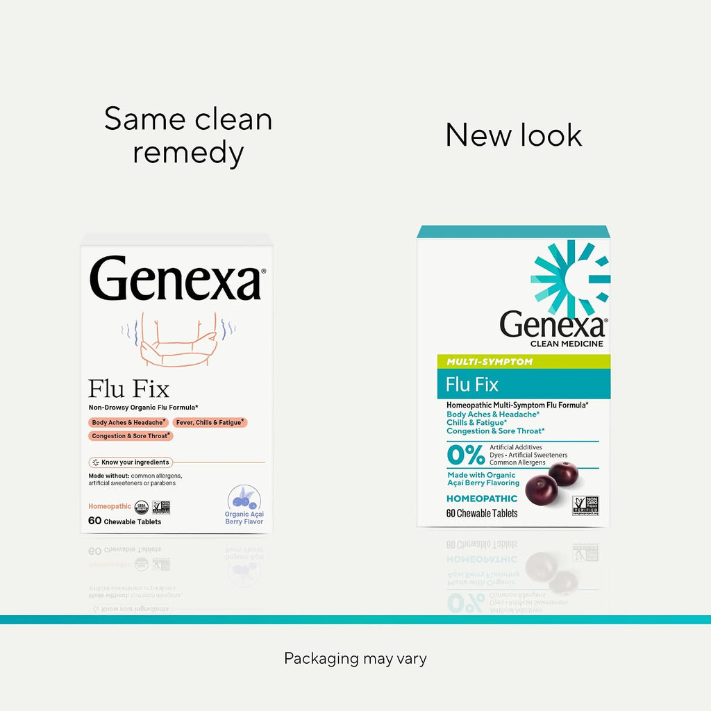Genexa Flu Fix, Drug Free & Made Clean, 60 Chewable Tablets, Kids & Adults