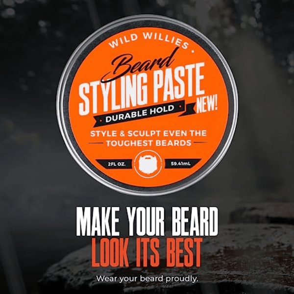 Wild Willies Medium Hold Texturizing Jar Beard Styling Paste, Balm 2fl oz, Travel Size