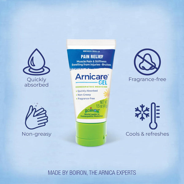 Boiron Arnicare Gel for Relief of Joint Pain, Muscle Pain, Muscle Soreness, and Swelling from Bruises or Injury - Non-greasy and Fragrance-Free