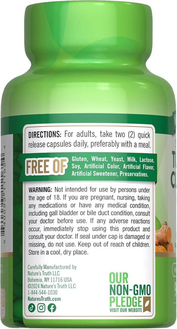 Nature's Truth Standardized Turmeric Curcumin Complex, 2000 mg, Capsules, 90 ea - OTC Shoppe Express