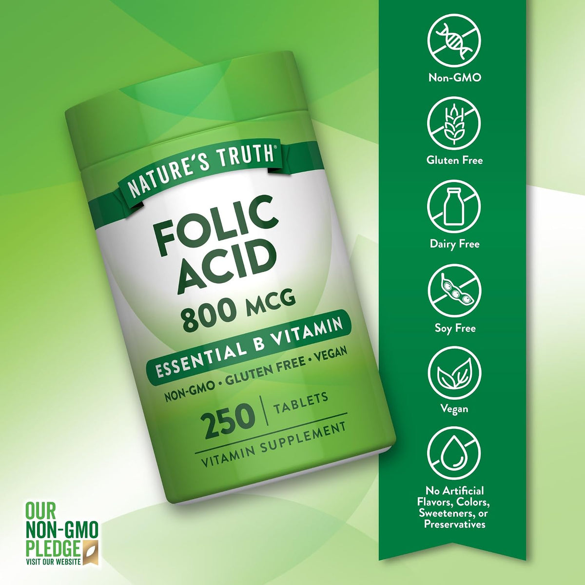 Nature's Truth Folic Acid | 800 mcg | 250 Tablets