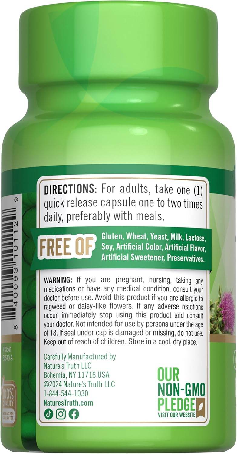 Nature's Truth Milk Thistle Seed Extract, 1000 mg, Quick Release Capsules, 100 ea - OTC Shoppe Express