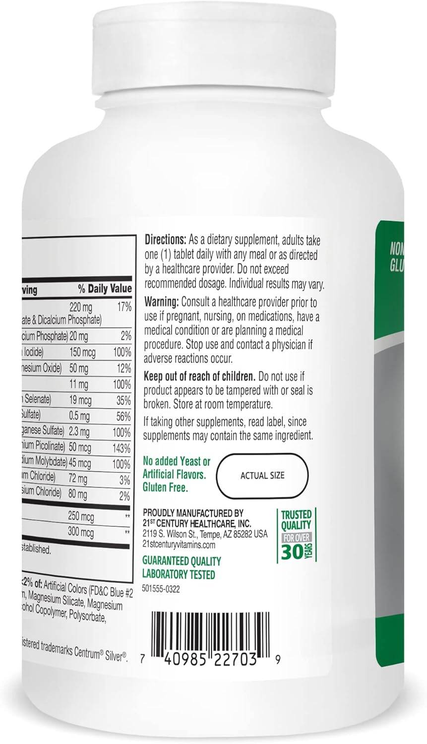 21st Century Sentry Senior, Multivitamin, Adults 50+, Tablets, 265 ea - OTC Shoppe Express
