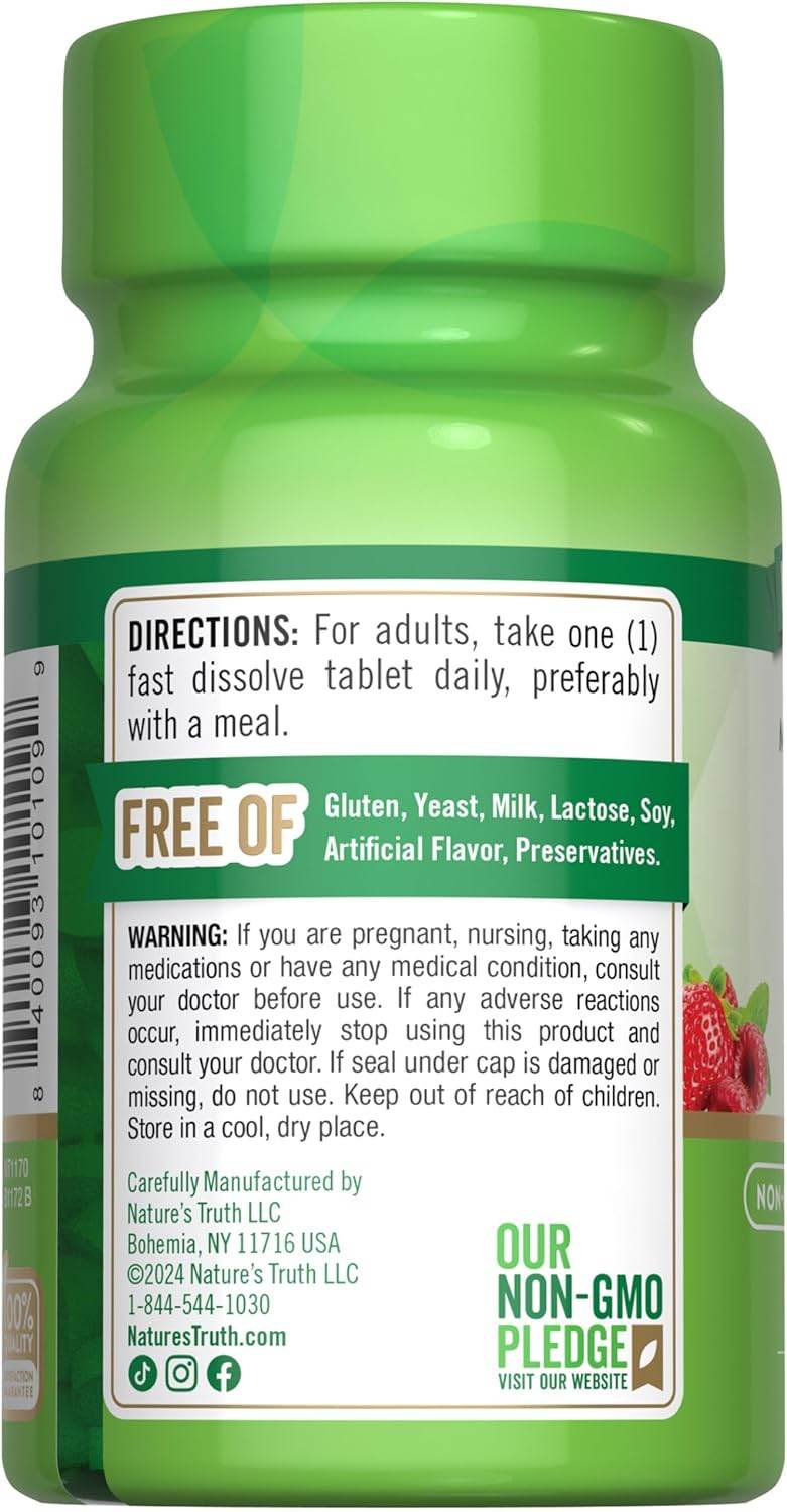 Nature's Truth Vitamin B-12, 5000 mcg, Tablets, Natural Berry, 60 ea - OTC Shoppe Express