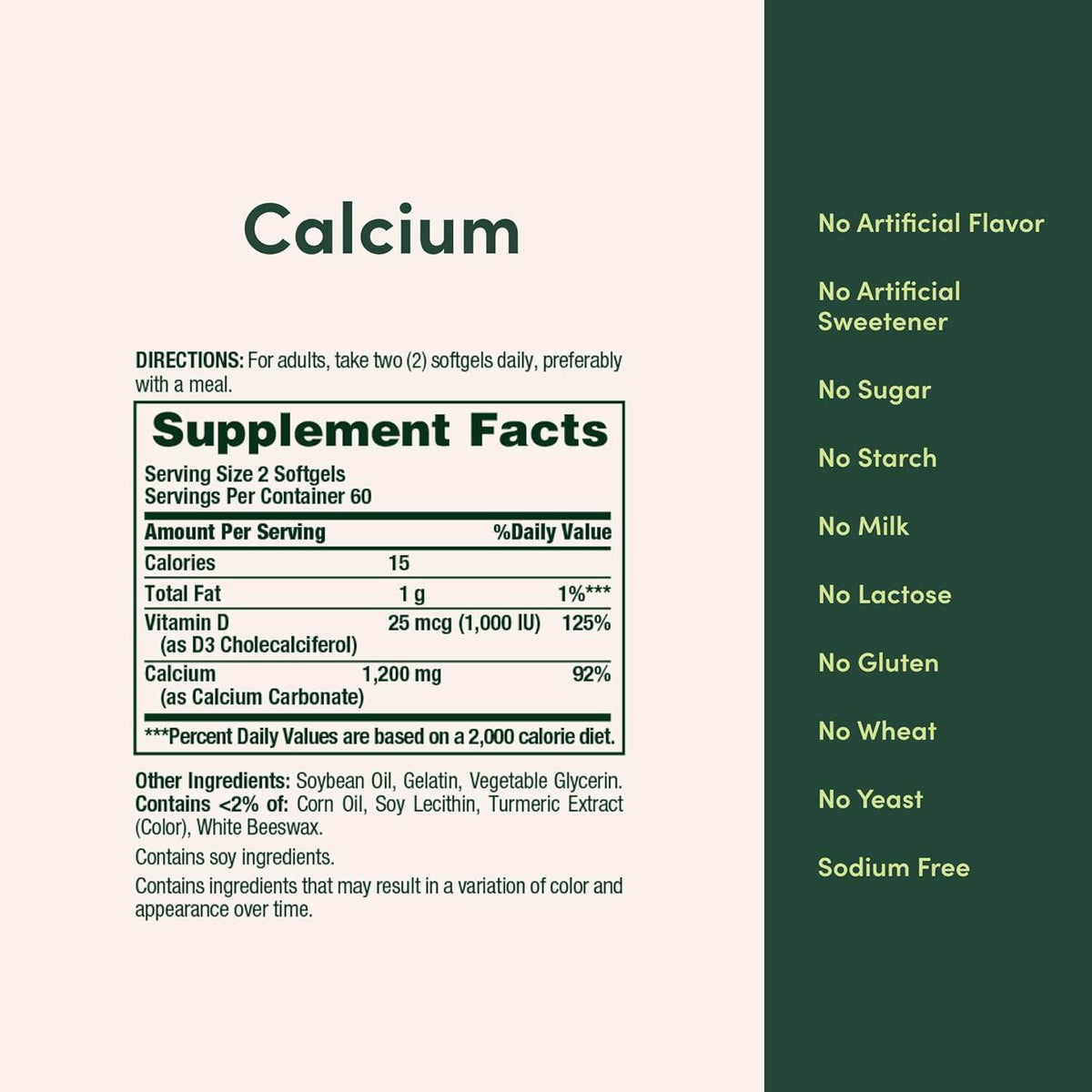 Nature's Bounty Calcium Plus Vitamin D3, 1200 mg, Softgels, 120 ea - OTC Shoppe Express
