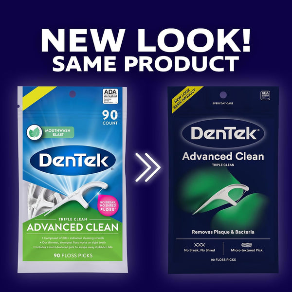 DenTek Floss Picks, Advanced Clean, Plaque Remover, 90 Count