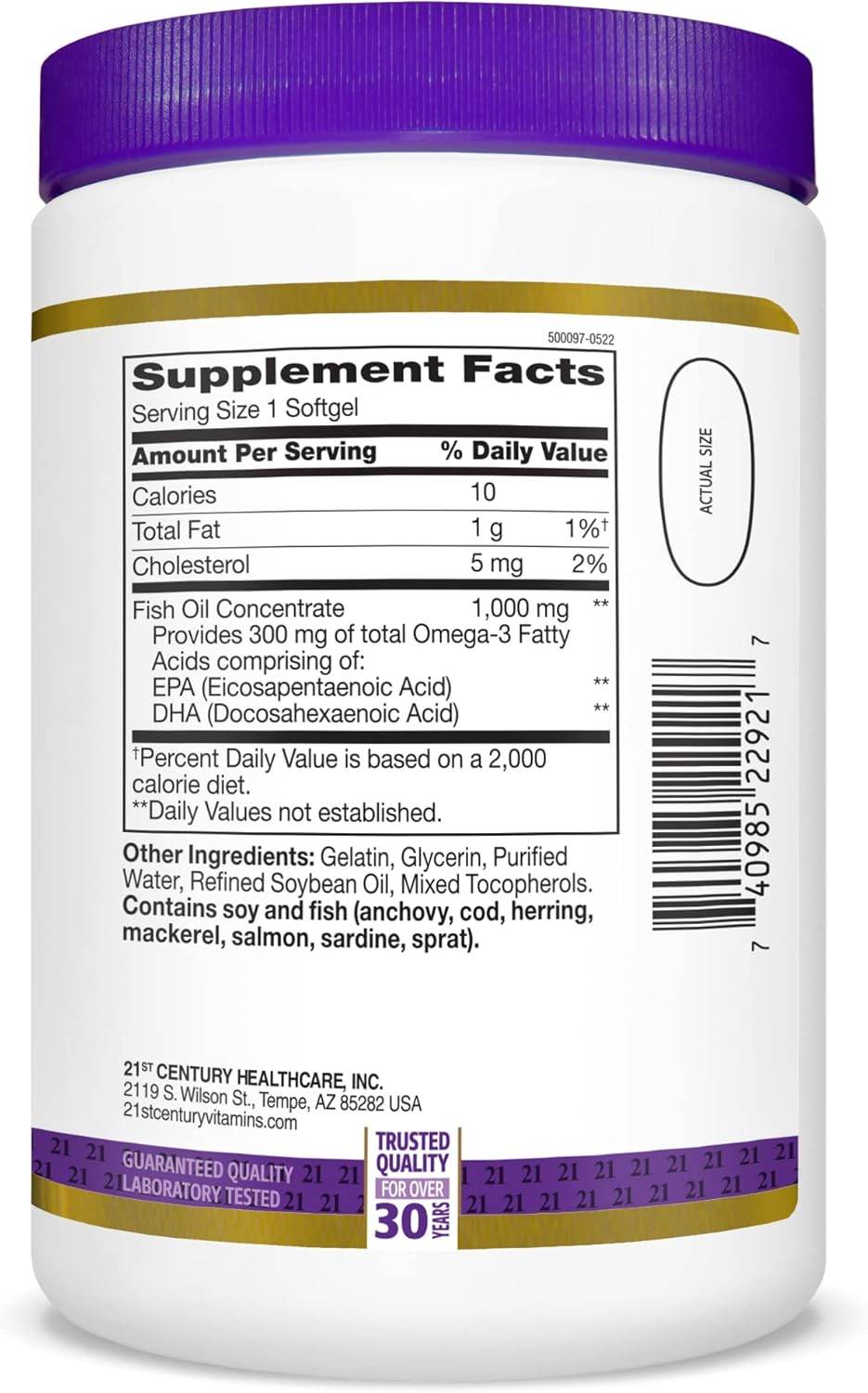 21st Century Fish Oil, 1000 mg, Softgels, 300 ea - OTC Shoppe Express