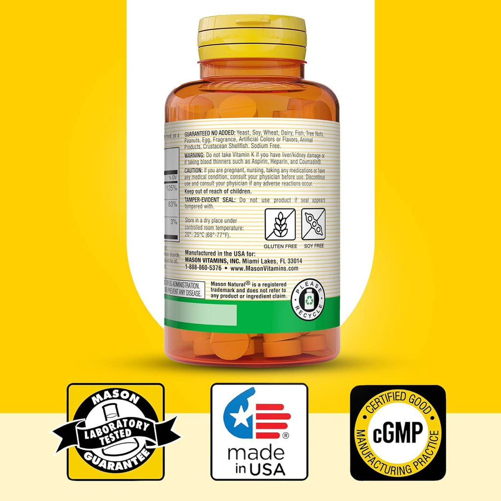 Mason Natural K2 Plus D3, 100 mcg, Tablets, 100 ea - OTC Shoppe Express