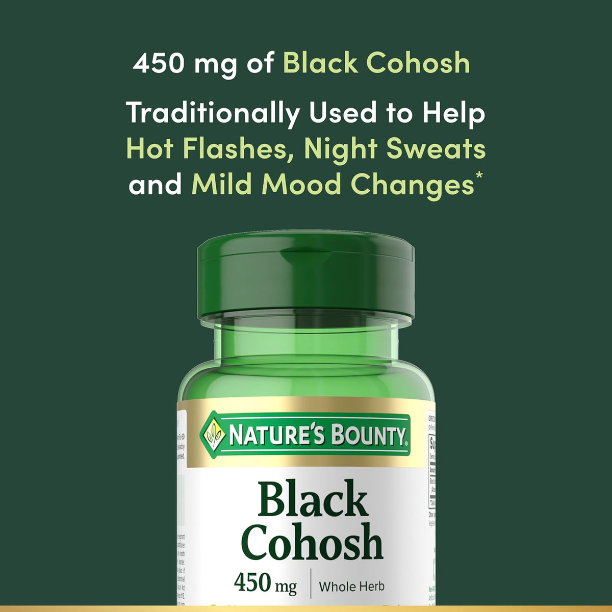 Nature's Bounty Black Cohosh Root Supplement, 450 mg, 100 Capsules