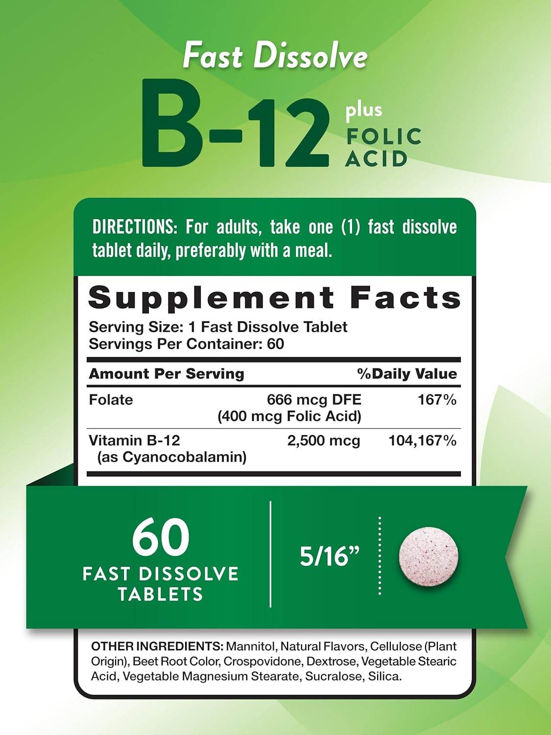 Nature's Truth Vitamin B-12, 2500 mcg, Folic Acid, Tablets, Natural Berry, 60 ea - OTC Shoppe Express