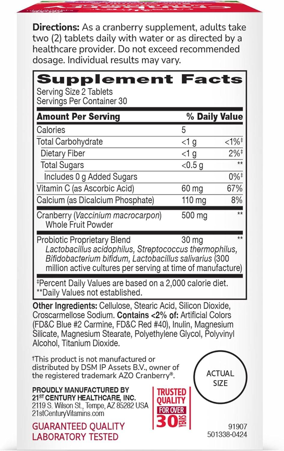 21st Century Cranberry Plus Probiotic, Tablets, 60 ea - OTC Shoppe Express