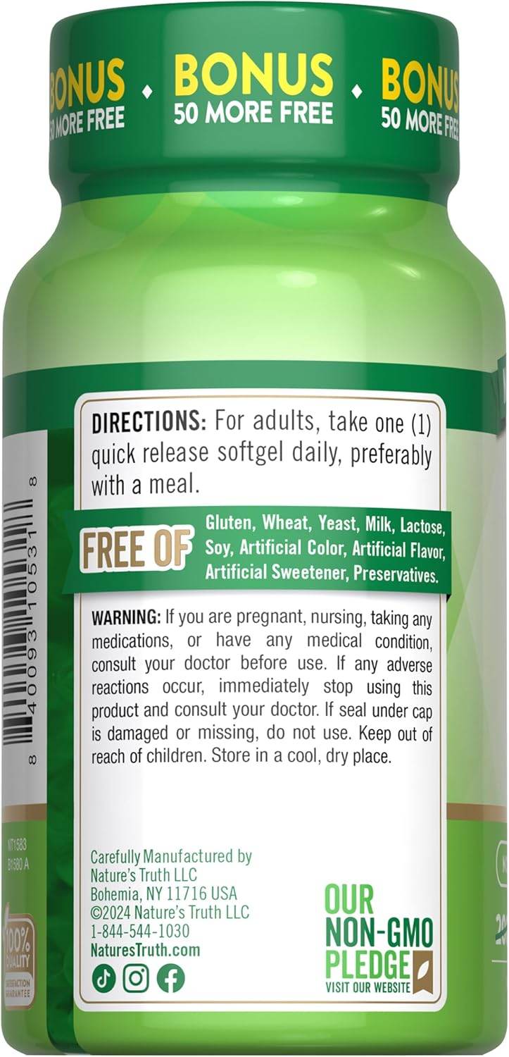 Nature's Truth Vitamin D3, 1000 IU, Vitamin Supplement, Softgels, 250 ea - OTC Shoppe Express