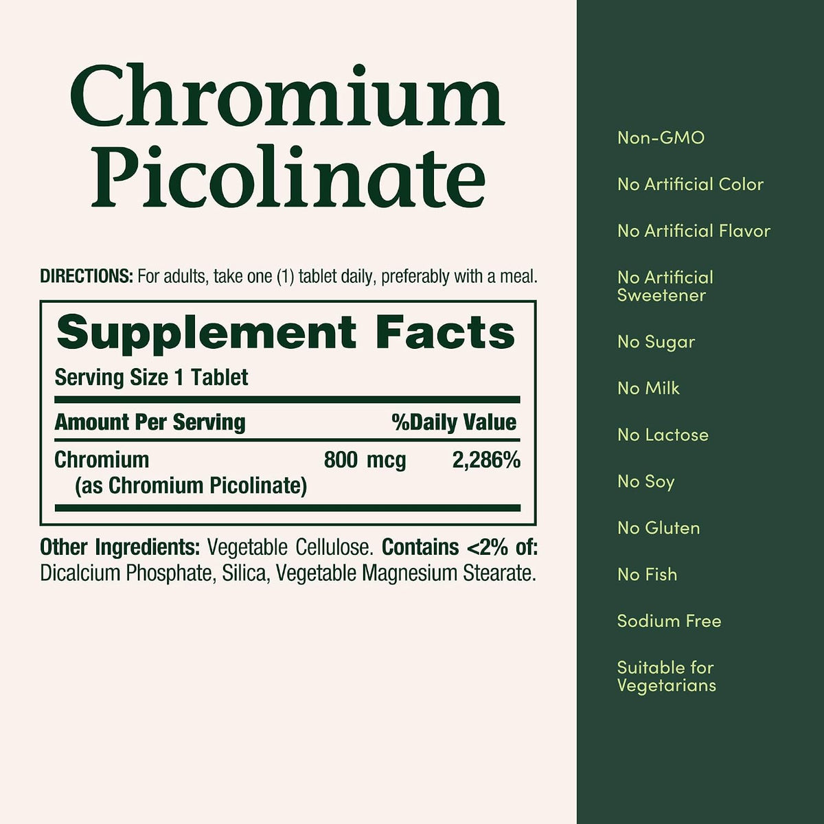 Nature's Bounty Chromium Picolinate, Supports Fat, Protein & Sugar Metabolism, Mineral Supplement, 800 mcg, 50 Tablets