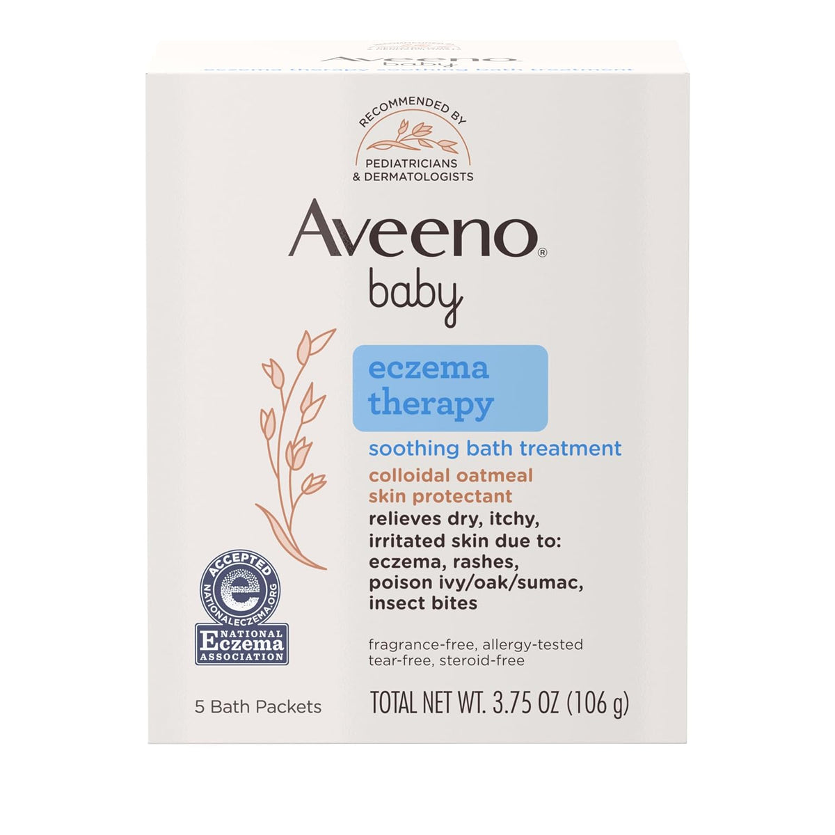 Aveeno Baby Eczema Therapy Soothing Bath Treatment for Relief of Dry, Itchy & Irritated Skin, Made with Natural Colloidal Oatmeal, Fragrance