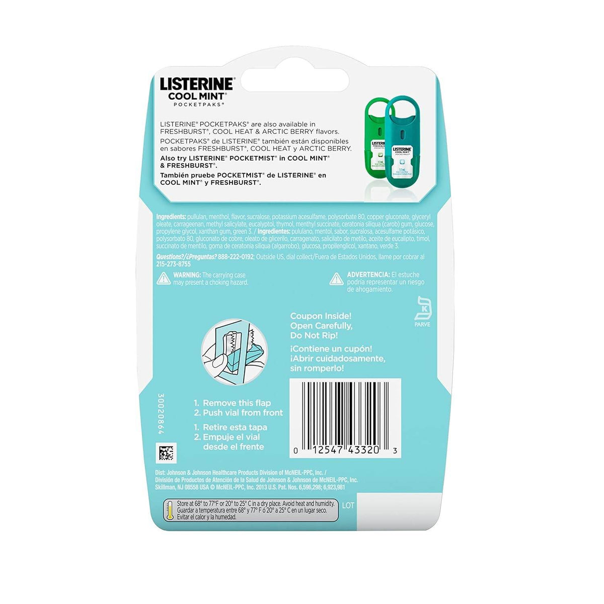 Listerine Pocketpaks Breath Strips, Cool Mint, 3 packs, 1 ea - OTC Shoppe Express