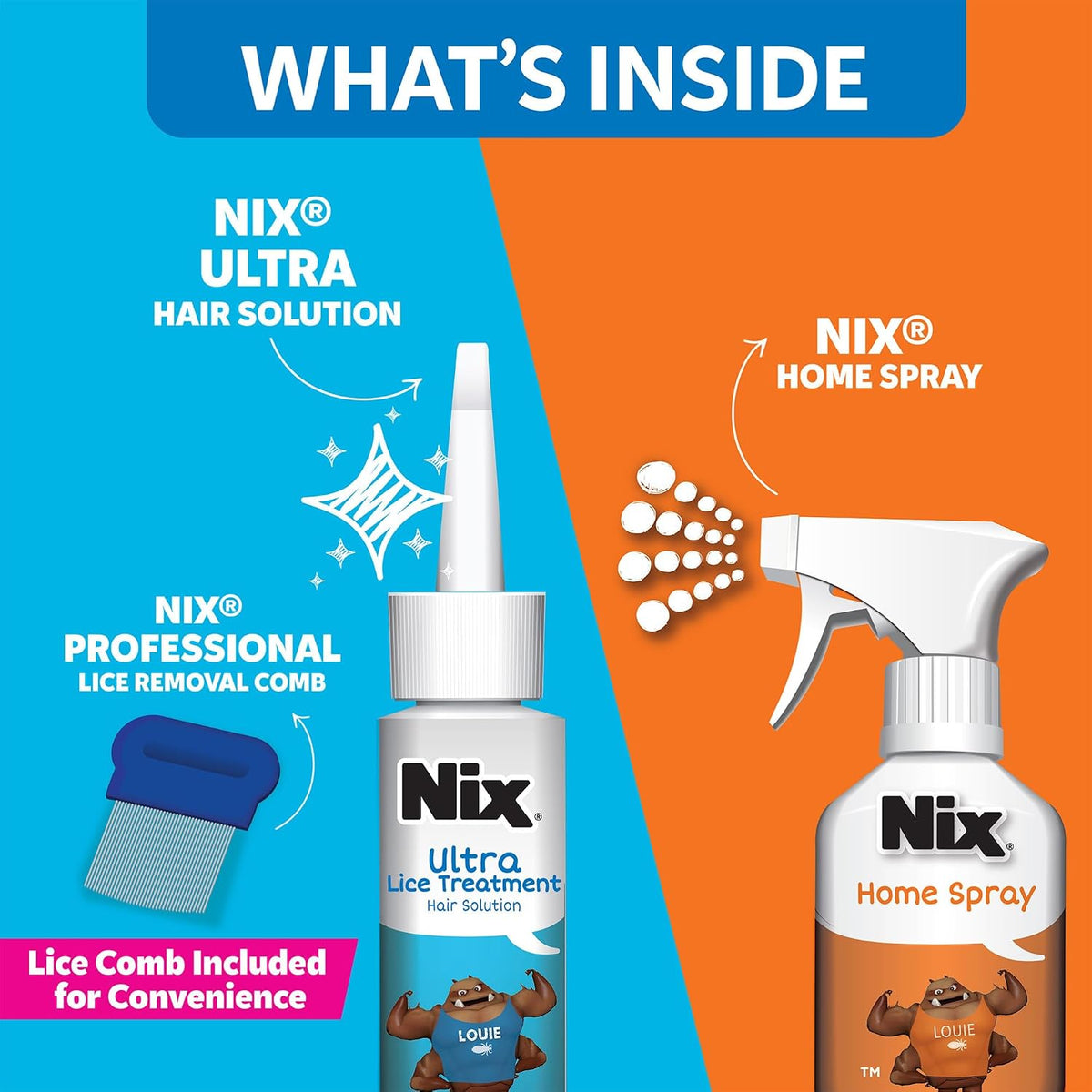 Nix Lice Treatment and Home Kit, Ultra Solution (3.4 Fl Oz), Home Defense Bedbug and Killing Spray (5 Fl Oz)