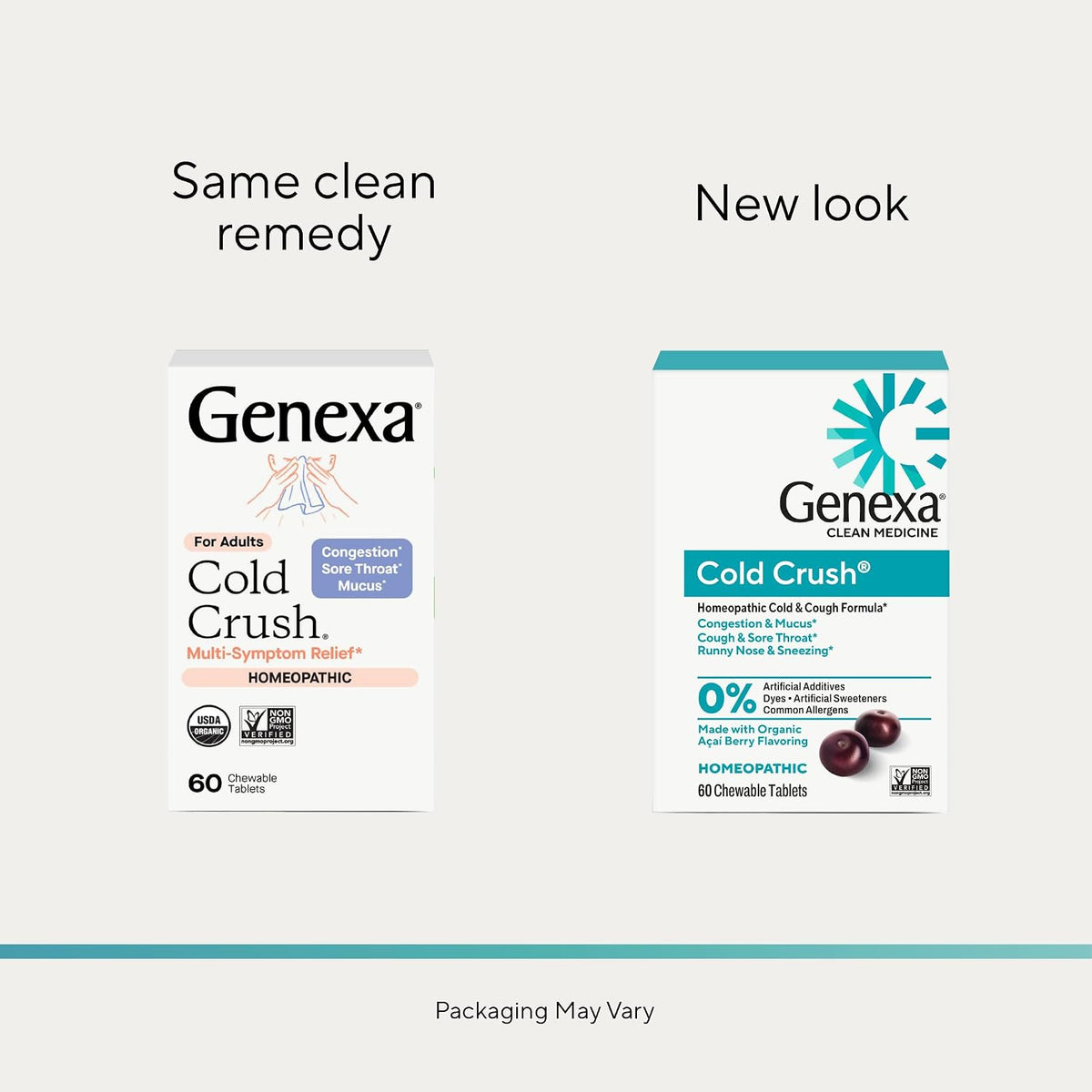 Genexa Cold Crush, Drug Free & Made Clean, 60 Chewable Tablets for Adults