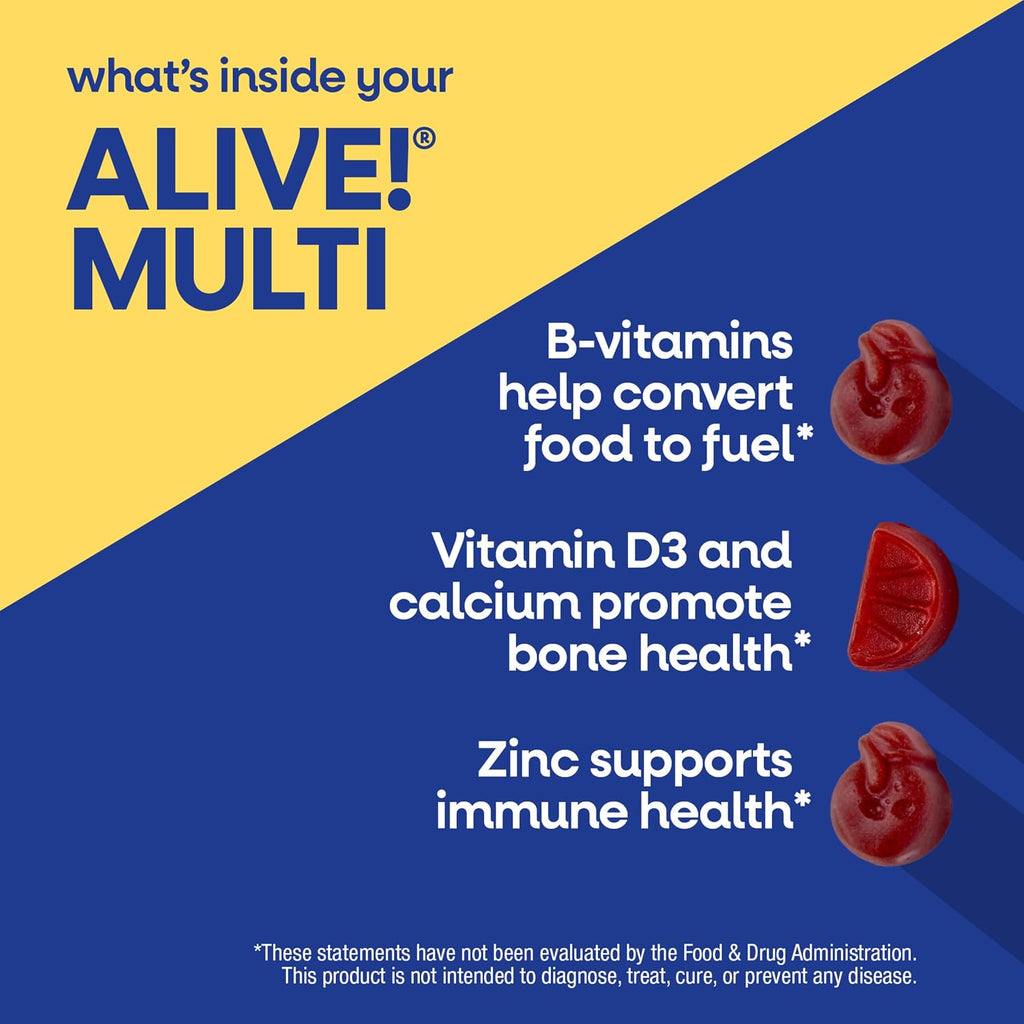 Nature’s Way Alive! Men’s Multivitamin Gummy, Vitamin A, C, D3, Zinc, 60 ct