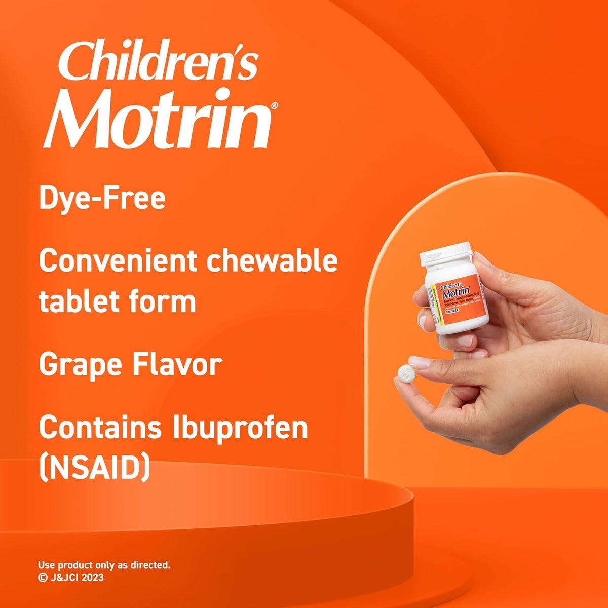 Children's Motrin Dye-Free Chewable Tablets, Ibuprofen, Grape, 24 ct