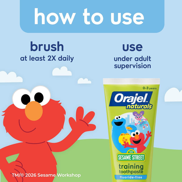 Orajel Naturals Fluoride-Free Toothpaste and Toothbrush for Ages 0-3, 1 Oz