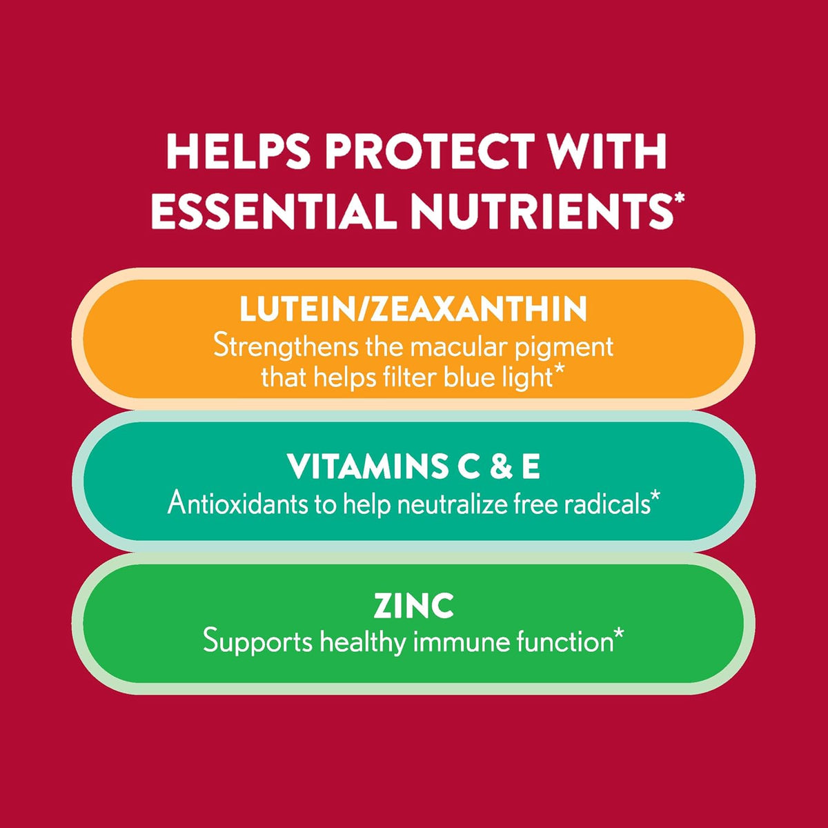 Ocuvite Eye Vitamin & Mineral Supplement, Gummy Multivitamin for Eyes, Zinc, Vitamin C & E, Lutein & Zeaxanthin Supplements for Vision Support