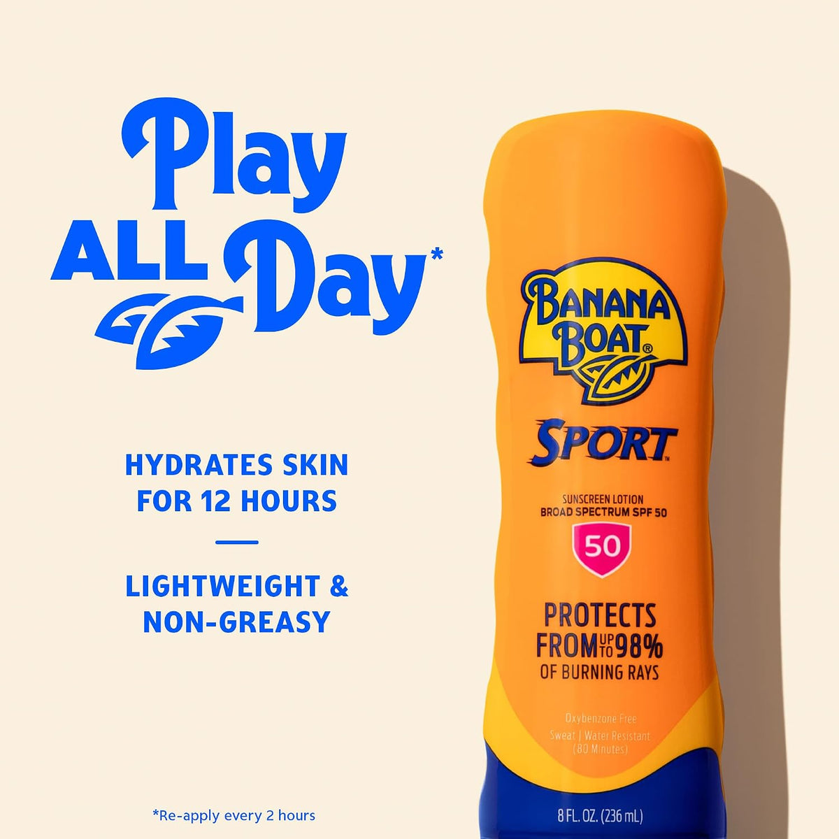 Banana Boat Sport SPF 50 Sunscreen Lotion, Family Size, 12 Fl Oz