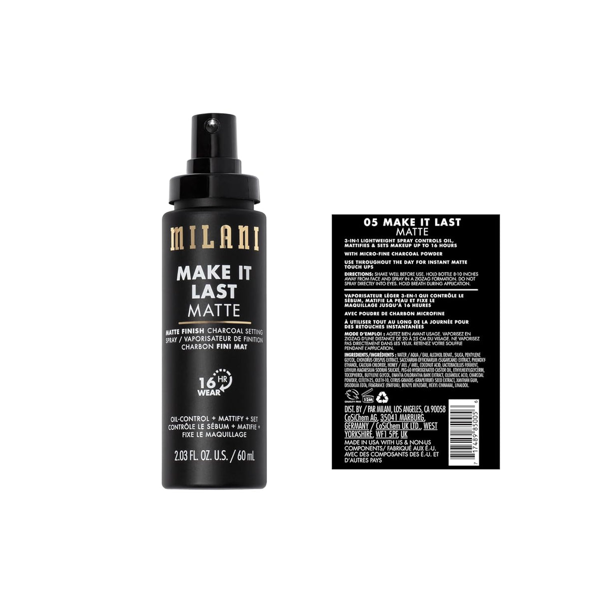 Milani Make it Last Matte Charcoal Setting Spray, 2.03 oz