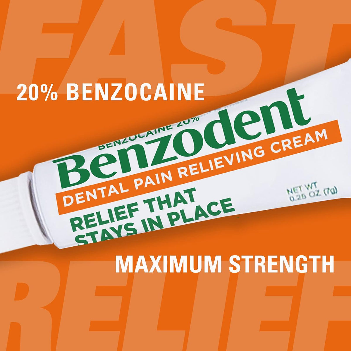 Benzodent Benzocaine Oral Numbing Cream, Gum Pain Relief for 12+, 1oz