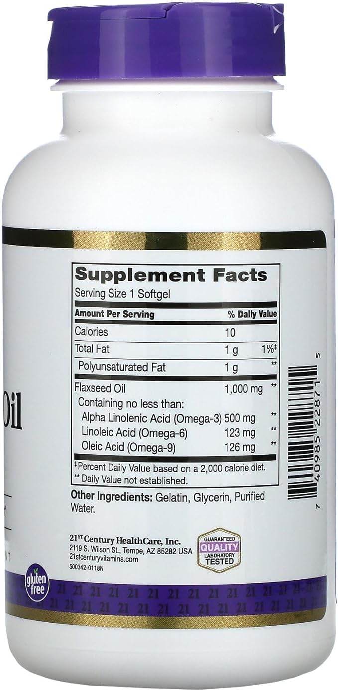 21st Century Flaxseed Oil, 1000 mg, Softgels, 120 ea - OTC Shoppe Express