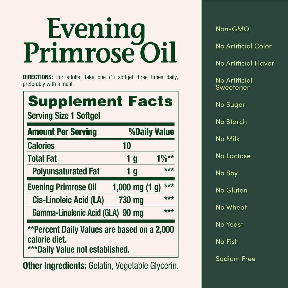 Nature's Bounty Evening Primrose Oil, Cold Pressed, 1000mg, 60 Count