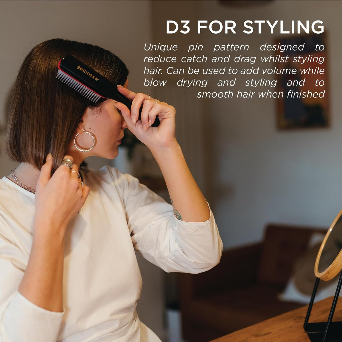 Denman D3 Original Curl Definer and Styler Curly Hair Brush 7 Row