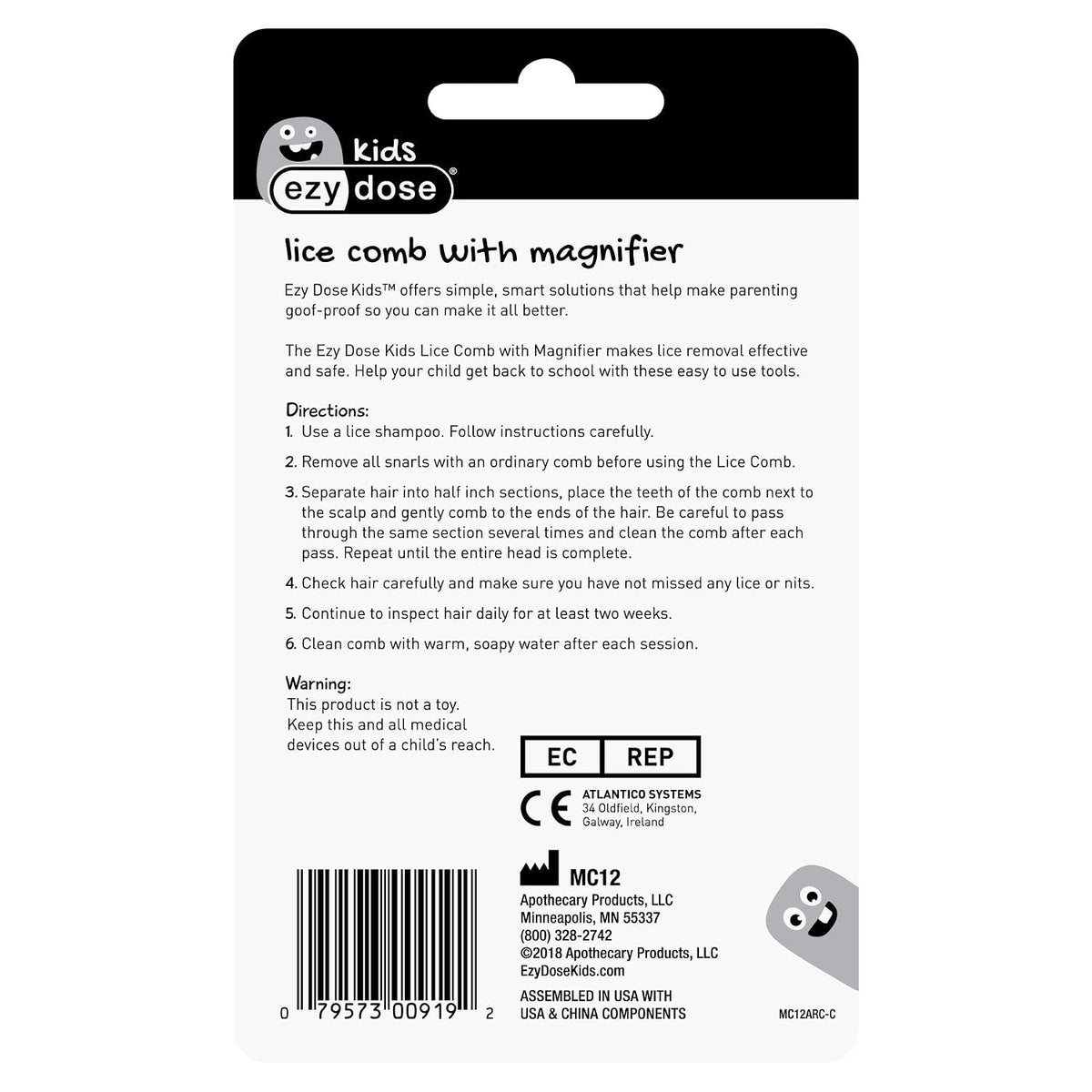 Ezy Dose Kids Lice Comb with Magnifier, Nit & Egg Removal Tool, BPA-Free