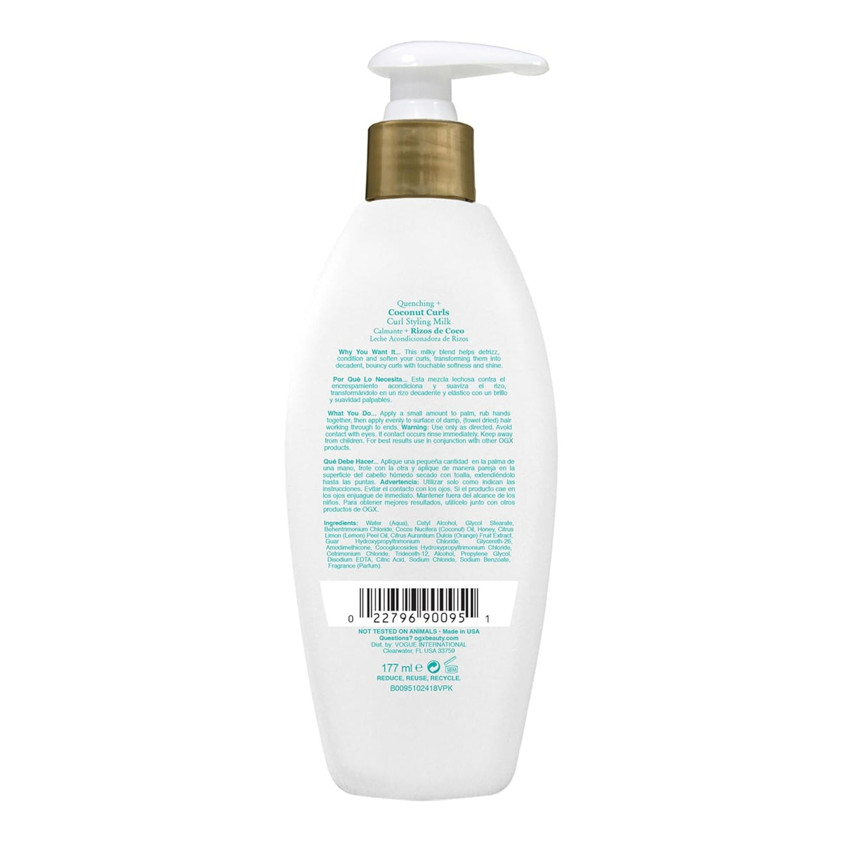 OGX Quenching + Coconut Curls Frizz Defying Curl Styling Milk, 6 oz