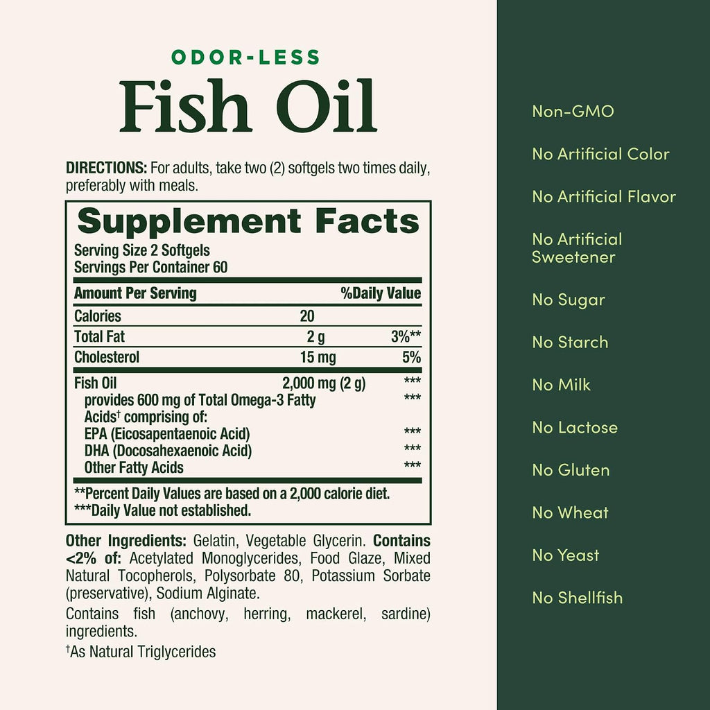 Nature's Bounty Fish Oil 300mg Omega-3, 120 Softgels