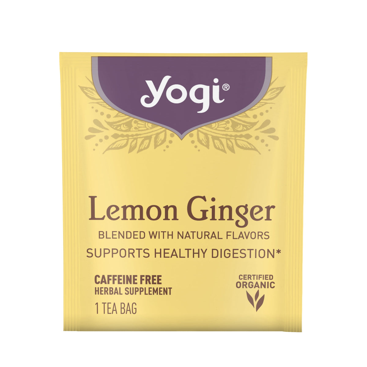 Yogi Lemon Ginger, Caffeine-Free, Organic Herbal Wellness Tea Bags, 16 Count