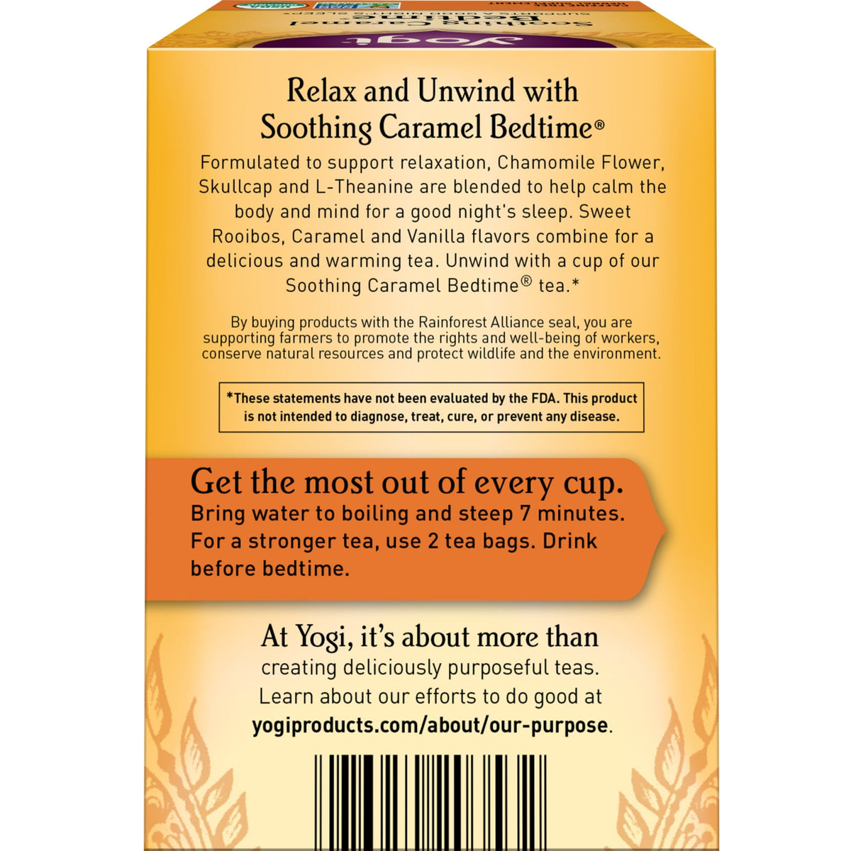 Yogi Soothing Caramel Bedtime, Organic Herbal Wellness Tea Bags, 16 Count