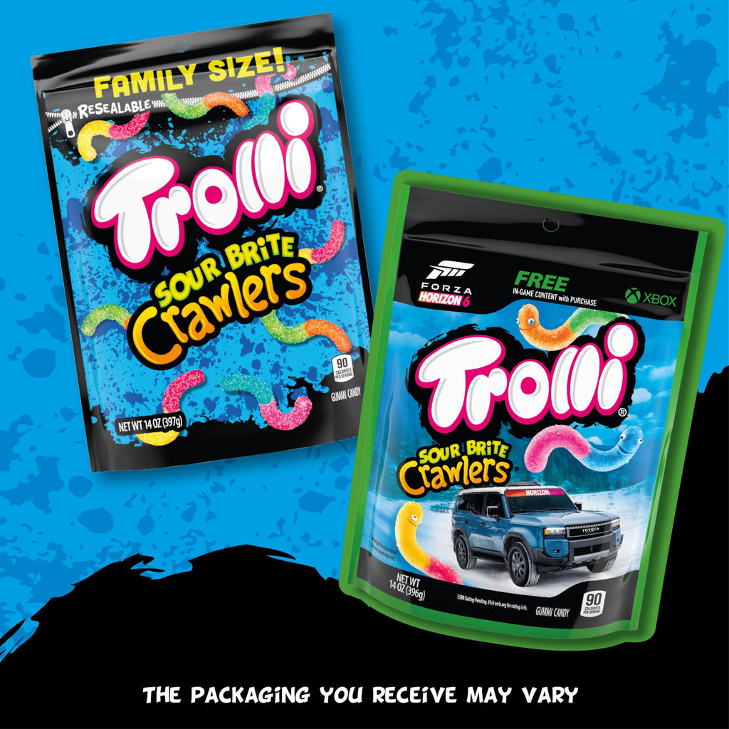 Trolli Sour Brite Crawlers Candy, Cherry-Lemon, Strawberry-Grape & Orange-Lime, Sweet and Sour, Gummy Worms, 14 oz