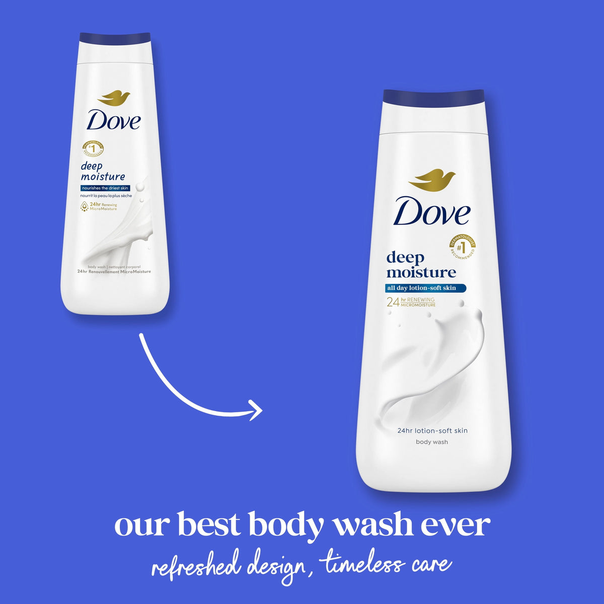 Dove Body Wash For 24hr Lotion-Soft Skin-Deep Moisture Moisturizing Skin Cleanser with No Sulfates No Parabens ,11 fl oz