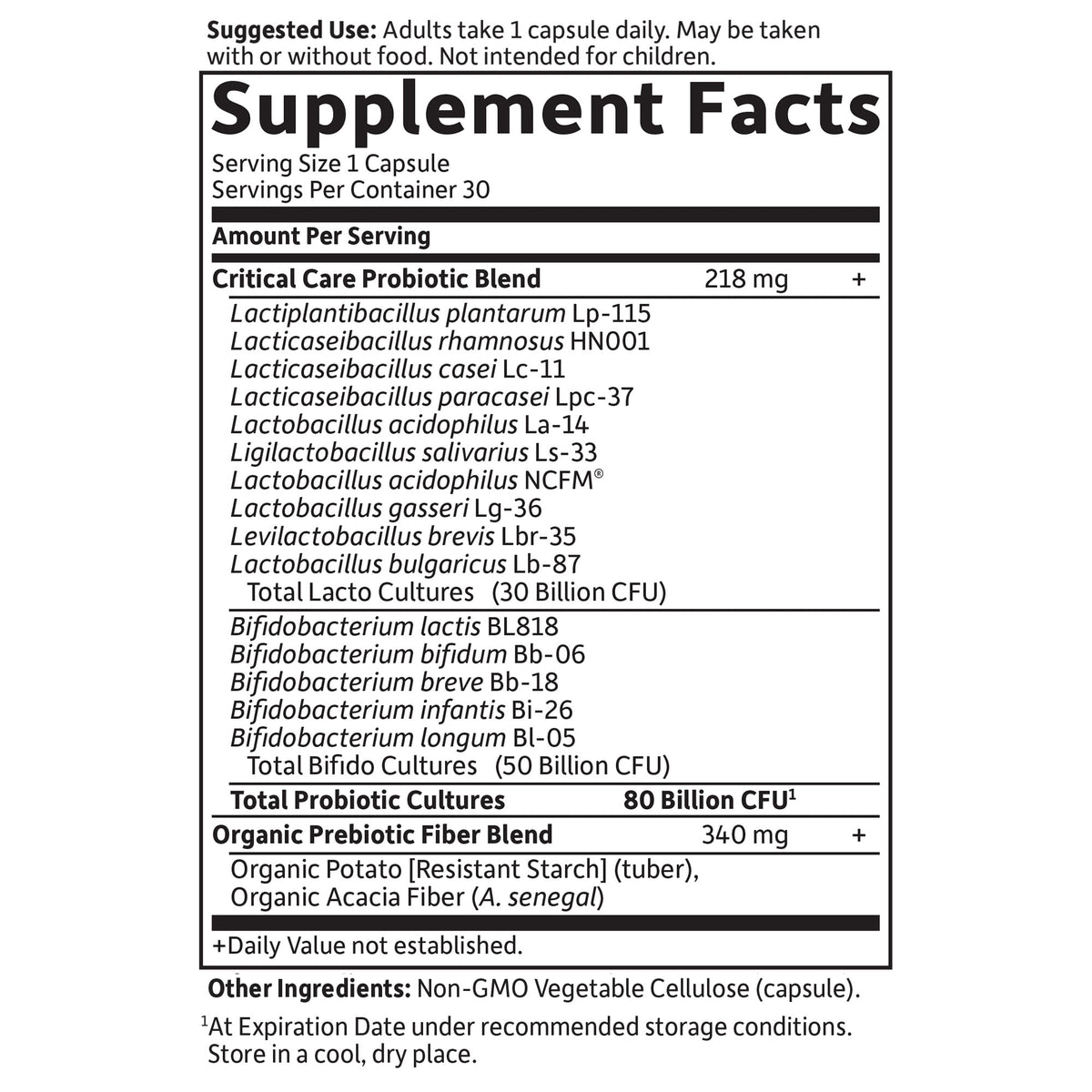 Garden of Life Dr. Formulated Critical Care Probiotics for Adult Digestive Gut Health and Immune Support, 80 Billion CFU from 15 Probiotic Strains
