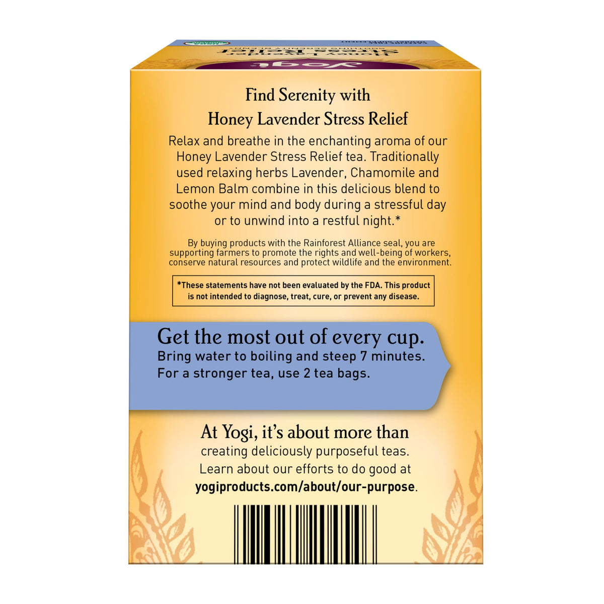 Yogi Honey Lavender Stress Relief, Organic Herbal Wellness Tea Bags, 16 Count