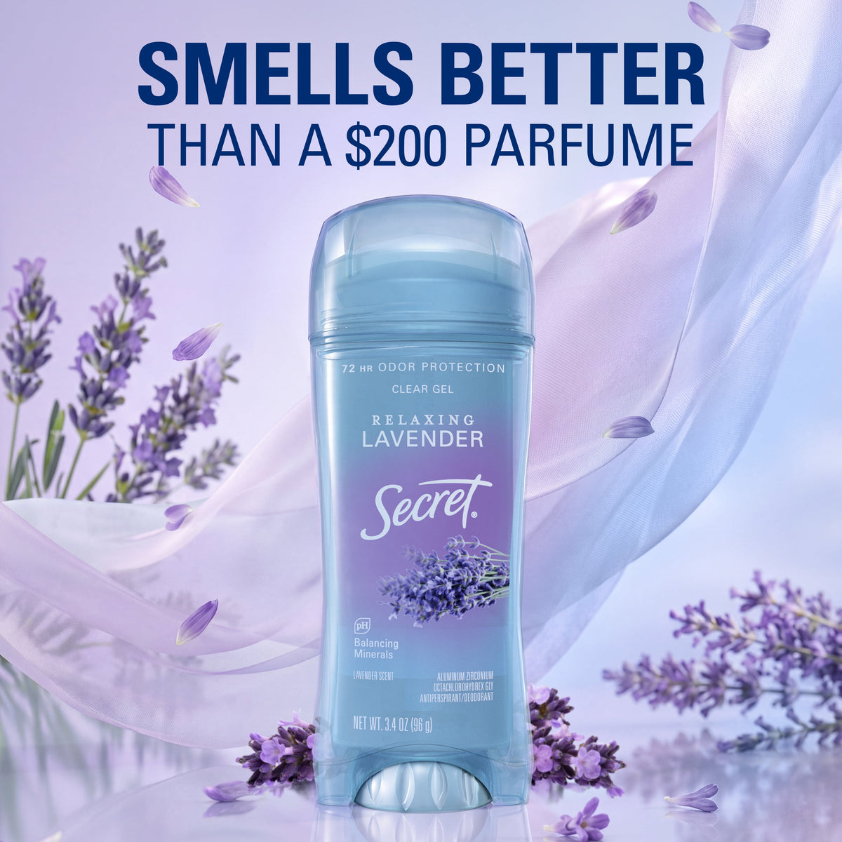 Secret Clear Gel and Deodorant for Women, Refreshing Lavender, 3.4 oz