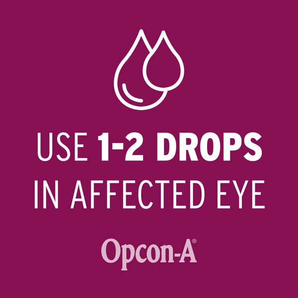 Opcon-A Eye Allergy Relief Drops for Itchy Red Eye Relief with Antihistamine & Redness Reliever, 0.5 fl oz, 2 Pack