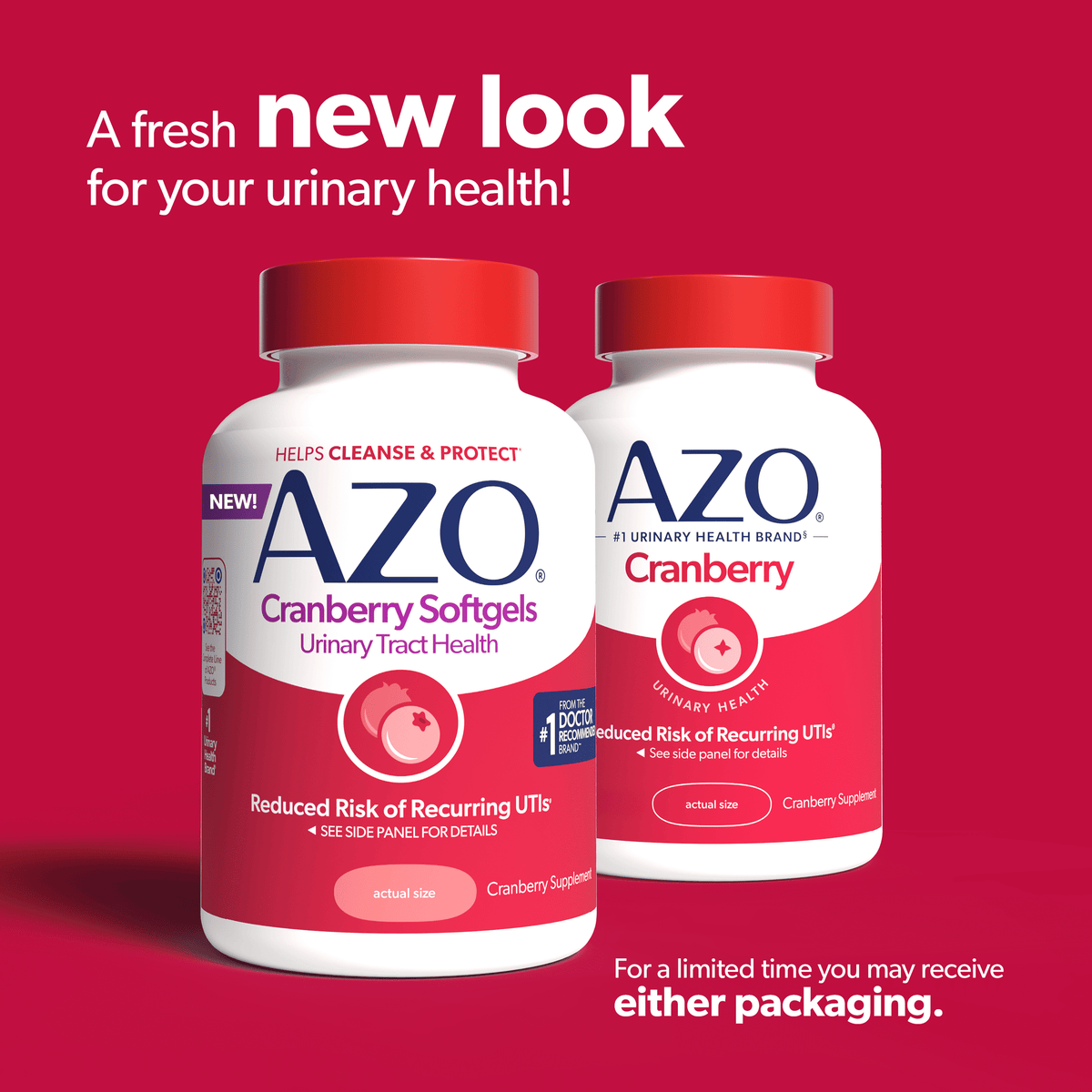 AZO Cranberry Urinary Tract Health Supplement, Helps Cleanse & Protect for Reduced UTIs, 120 Count
