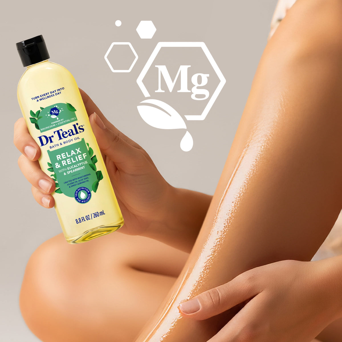 Dr Teal's Relax & Relief Bath & Body Oil with Eucalyptus & Spearmint Essential Oils, 8.8 fl oz