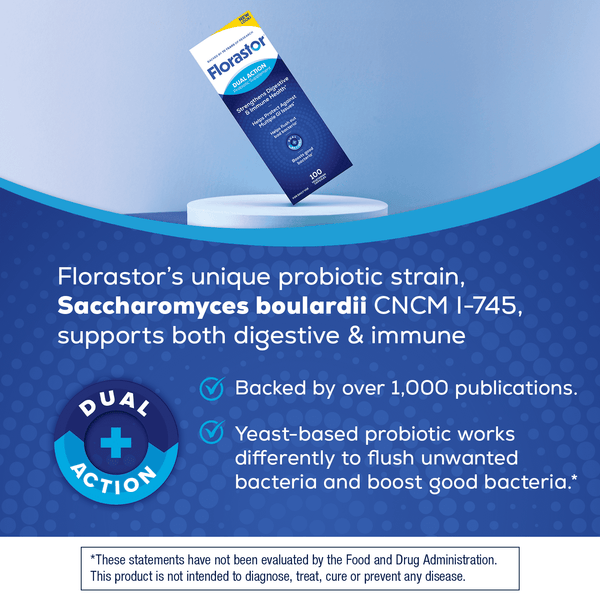 Florastor Unisex Daily Probiotic Supplement Capsules for Digestive Health, 100 Count